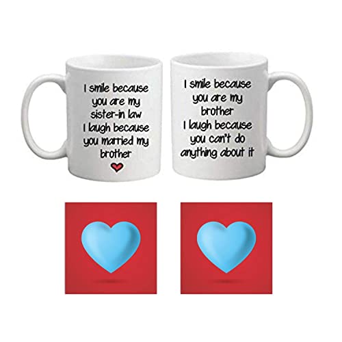 TheYayaCafe Ceramic Coffee Mug Set of 4 with Acrylic Coasters, 330ml (11oz), Rakhi Anniversary Gift for Brother and Bhabhi, Bhaiya Bhabhi Couple Mugs