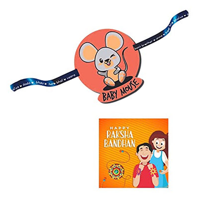 TheYayaCafe Printed Acrylic Rakhi for Baby Brother, Cute Mouse Design One Size, Raksha Bandhan Gift for Infant Toddler Boys from Sister, Birthday Festive Rakhi for Kids