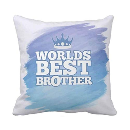 TheYaYaCafe Rakhi Gifts 16X16 inches Cushion Cover Worlds Best Brother Printed Raksha Bandhan Birthday