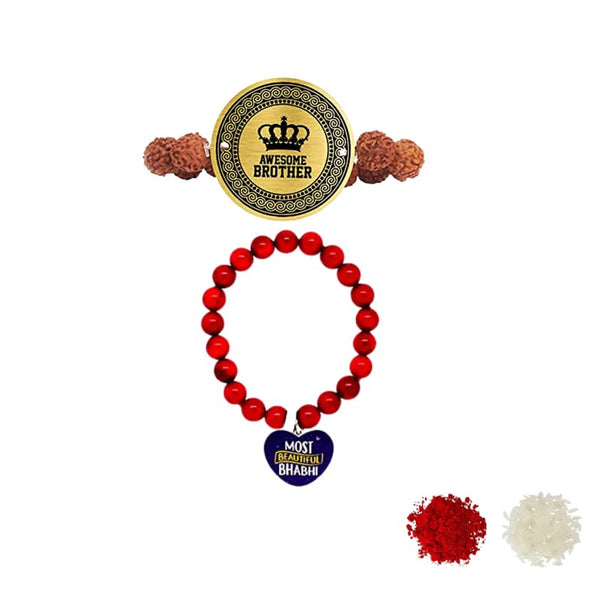 Awesome Brother & Most Beautiful Bhabhi Beads Rakhi Set of 2