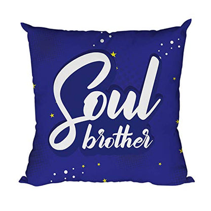 TheYayaCafe Rakhi Gift Cushion Cover for Brother Printed Canvas Cotton 16x16 Inches (40x40 cm), Birthday Raksha Bandhan Bhai Dooj for Bhai, Brother, Bro from Sister and Kids