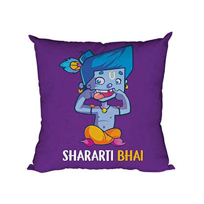 TheYaYaCafe Birthday Rakhi Gift for Little Brother, Shararti Bhai Cushion Cover with Birthday Rakhi (No.1 Bro - 2in1) 16X16