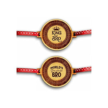King Bro & World's Greatest Bro Engraved Rakhi, Set of 2