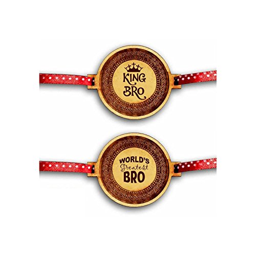 King Bro & World's Greatest Bro Engraved Rakhi, Set of 2
