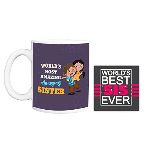 Most Annoying Sister Coffee Mug & Coaster Combo - Rakhi Gift