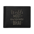 World's Most Awesome Bhai Personalised Leather Wallet