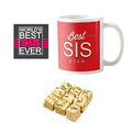 Best Sister Ever Rakhi Combo - Mug, Badam Patisa, Coaster Set of 3