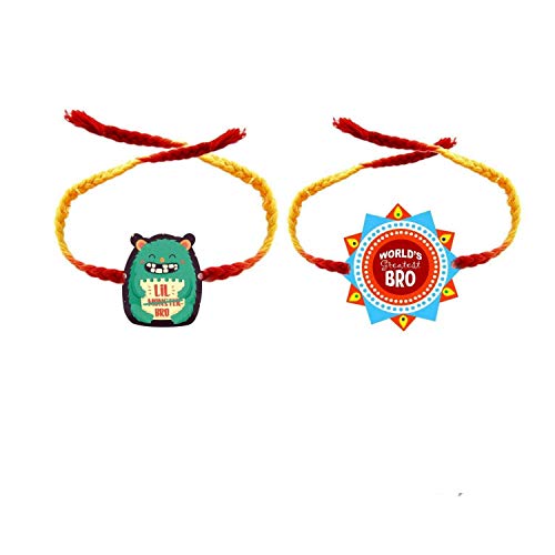 Lil Monster Bro & World's Greatest Bro Kids Rakhi Set of 2