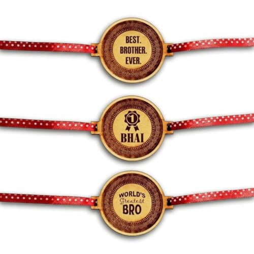 Engraved Rakhi Combo - Best Brother, Soul Brother & Vira, Set of 3