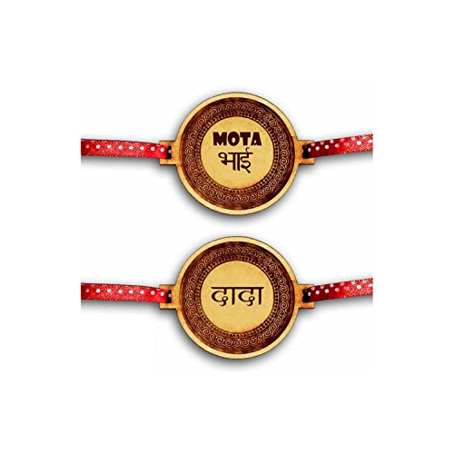 Mota Bhai & Dada Engraved Rakhi Combo, Set of 2