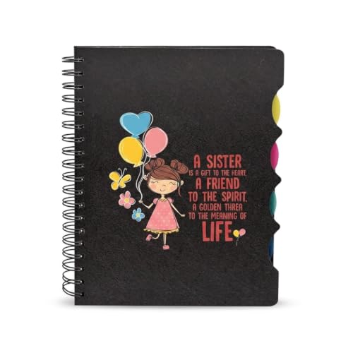 TheYayaCafe Printed Notebook A Little Sister Is A Gift To Heart Wirebound A5 Size 8.5x6 Inches 300 Ruled Pages