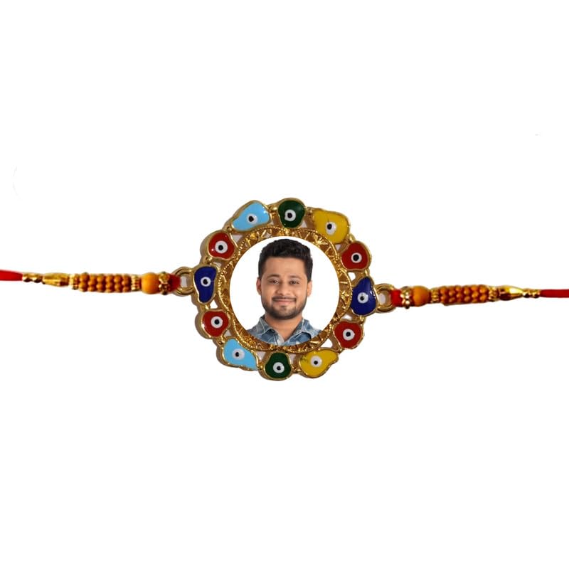 TheYaYaCafe Personalized Raksha Bandhan Rakhi for Brother with Roli Tika, Printed Acrylic Rakhi for Kids, Raksha Bandhan Gifts for Brother from Sister