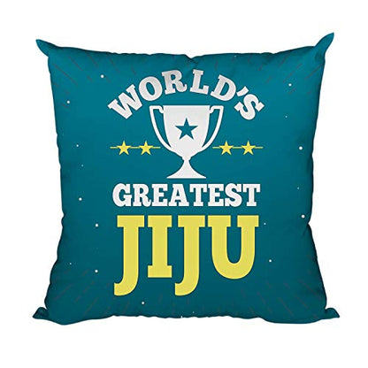 TheYayaCafe Brother-in-Law Printed Cushion Cover Worlds Greatest Jiju 16x16 Inches (40x40 cm), Rakhi Birthday Anniversary Raksha Bandhan Gift for Jiju, Brother-in-Law from Sister and Family