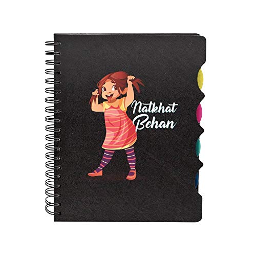 TheYaYaCafe® Bhaidooj Birthday Gifts for Sister Natkhat Behen Printed Wirebound Notebook A5 Size, 300 Ruled Pages
