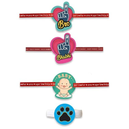 No.1 Bro & No.1 Bhabhi Family Rakhi with Kids Rakhi - Combo Pack of 3