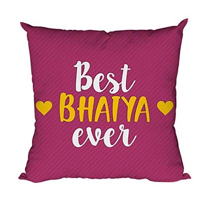 Yaya Cafe Rakhi Birthday Gift for Brother, Best Bhaiya Ever Cushion Cover 16X16 Inches
