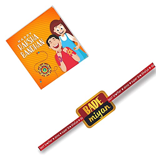 TheYaYaCafe Yaya Cafe Rakhi for Brother Boy Printed Rakhi Bade Miyan Raksha Bandhan, Brown, One Size (RK0133_BM)
