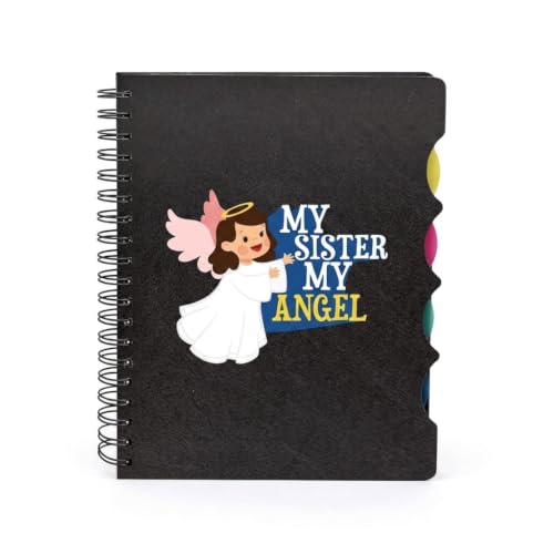 TheYayaCafe Sister Printed Wirebound Notebook My Sister My Angel A5 Size 8.5x6 Inches, 300 Ruled Pages, Didi
