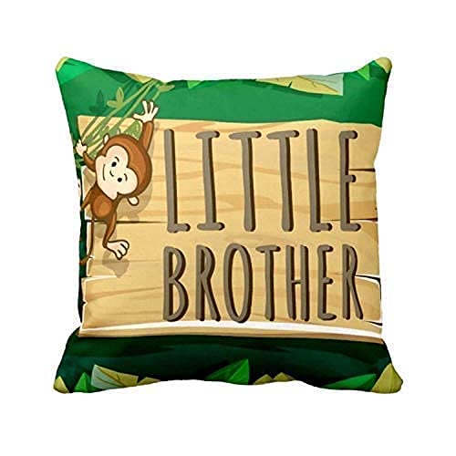 Little Monkey Brother Cushion Cover 12x12 - Rakhi Gift, Green