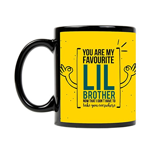 TheYayaCafe Birthday Gift Combo for Brother, Favourite Little Brother Printed Ceramic Coffee Mug 330ml with Coaster, Sis, Didi