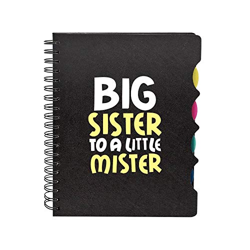 TheYayaCafe Bhaidooj Printed Wirebound Notebook for Sister, Big Sister to Little Mister, A5 8.5x6 Inches 300 Ruled Pages, Rakhi Birthday Anniversary Gift for Didi Behen from Bhai