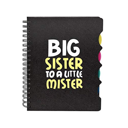 TheYayaCafe Bhaidooj Printed Wirebound Notebook for Sister, Big Sister to Little Mister, A5 8.5x6 Inches 300 Ruled Pages, Rakhi Birthday Anniversary Gift for Didi Behen from Bhai