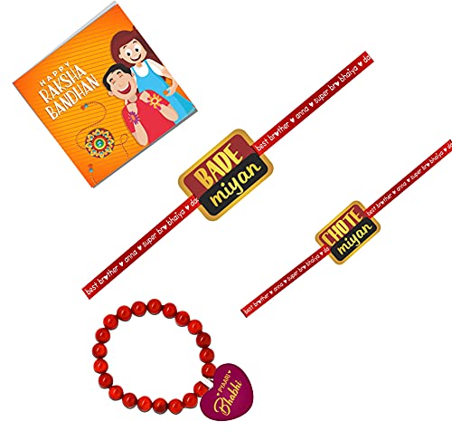 TheYayaCafe Family Rakhi Combo Set of 3 Printed Acrylic Rakhis for Brother, Bhabhi and Kid, Raksha Bandhan Gift for Bhaiya, Bhabhi and Bachha from Sister