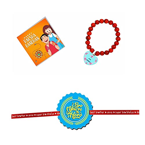 Bro Hero & I Love Bhabhi Beads Rakhi Combo, Set of 2
