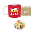 TheYayaCafe Rakhi Sweets Gift Combo for Bhabhi, Coolest Bhabhi Ever Hamper Set of 4 - Ceramic Mug, Coaster, Badam Patisa 1 Kg, Printed Rakhi, Raksha Bandhan Birthday Bhaidooj Gift for Sister-in-Law.