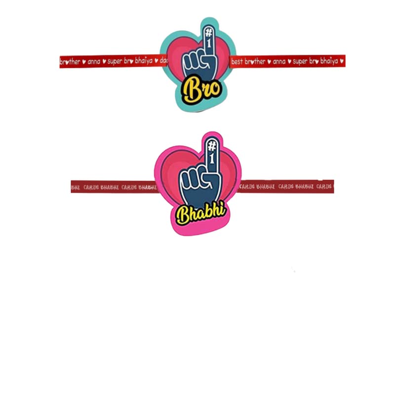 No.1 Bro & No.1 Bhabhi Beads Rakhi Set of 2 for Bhaiya Bhabhi