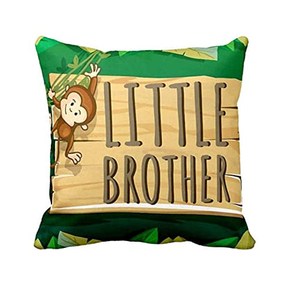 TheYaYaCafe Rakhi Gifts 16X16 inches Cushion Cover Little Brother Printed Raksha Bandhan Birthday