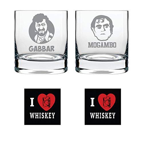 Gabbar Mogambo Engraved Whiskey Glasses