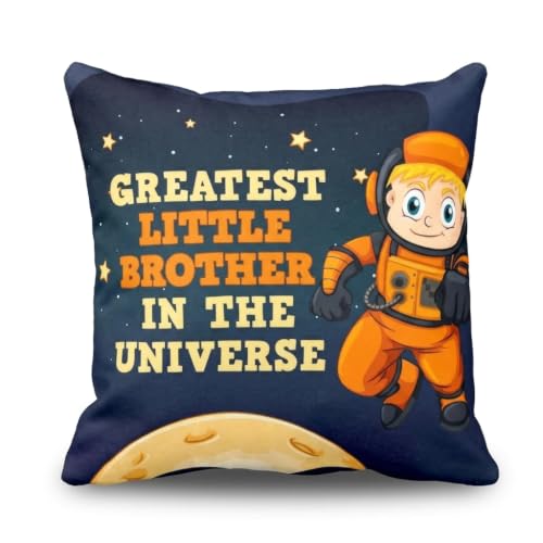 TheYaYaCafe Rakhi Gifts 16X16 inches Cushion Cover Greatest Little Brother Printed Raksha Bandhan Birthday