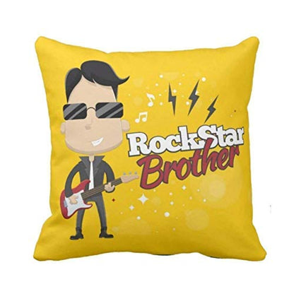 Rockstar Brother Cushion Cover 16x16 - Rakhi Birthday Gift