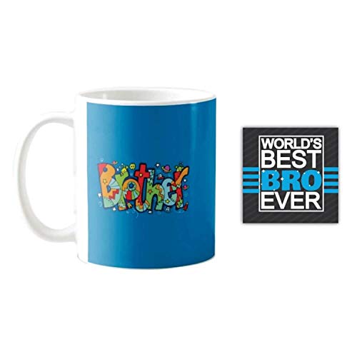 TheYayaCafe Rakhi Gifts Combo for Brother Set of 3, Printed Ceramic Mug 330 ml with Coaster and Rakhi, Raksha Bandhan Gift for Bhai, Brother, Bhaiya from Sister