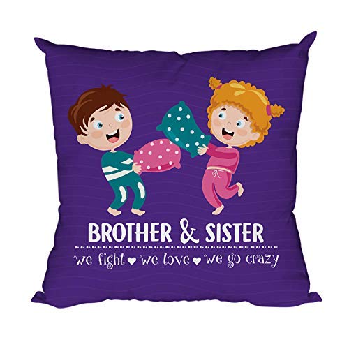 TheYayaCafe Brother Sister Fight Printed Cushion Cover 16x16 Inches (40x40 cm) for Raksha Bandhan, Birthday, Bhai Dooj, for Brother, Bhai, Bhaia from Sister, Didi