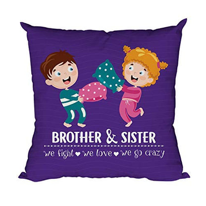 TheYayaCafe Brother Sister Fight Printed Cushion Cover 16x16 Inches (40x40 cm) for Raksha Bandhan, Birthday, Bhai Dooj, for Brother, Bhai, Bhaia from Sister, Didi