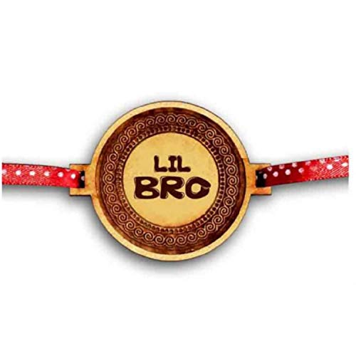 Hopcara Raksha Bandhan Gifts for Brother, Lil Bro Engraved Rakhi - Brown