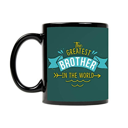 TheYayaCafe Ceramic Coffee Mug and Coaster Combo The Greatest Brother in The World 330 ml, Birthday Raksha Bandhan Bhai Dooj Gift for Brother from Sister