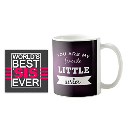 Favourite Little Sister Coffee Mug with Coaster