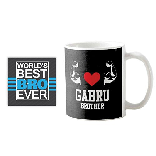 Gabru Brother Coffee Mug with Coaster - Bhai Gift Set