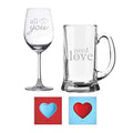 Engraved Wine & Beer Glass Set of 4 - All You Need is Love Gift