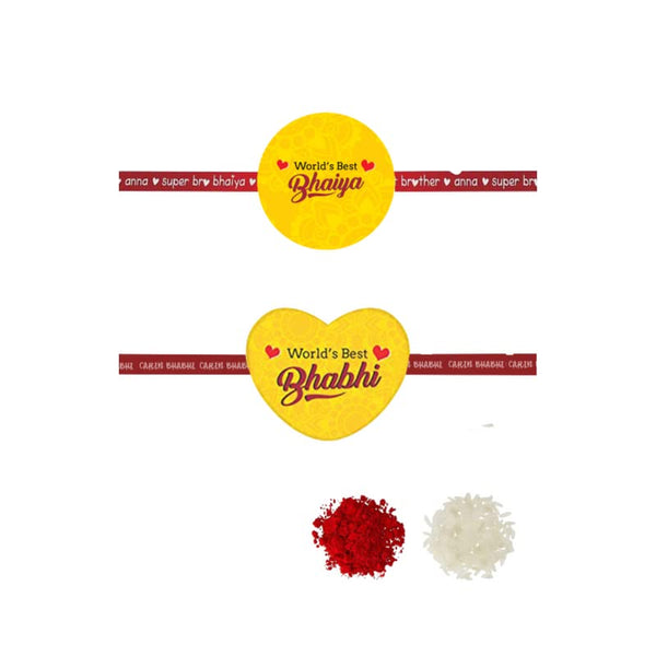 World Best Bhaiya & World Best Bhabhi Beads Rakhi Set of 2