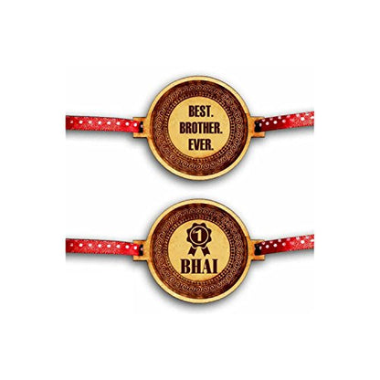 Best Brother Ever & No.1 Bhai Engraved Rakhi Combo - Set of 2