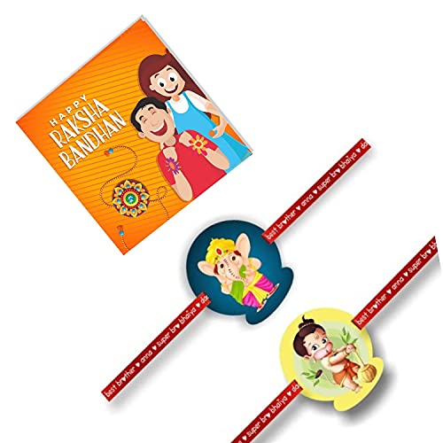 Kids Rakhi Combo of 2 - Lord Ganesha & Hanuman Designs