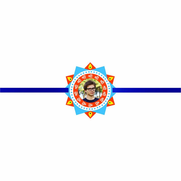 TheYaYaCafe Kids Personalized Rakhi for Sister with Roli Tika, Shree Printed Raksha Bandhan Rakhi, Photo Customizable, Raksha Bandhan Gift for Sister and Brother.