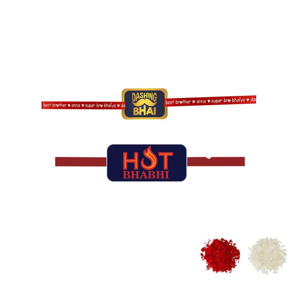 Dabang Bhai & Hot Bhabhi Beads Rakhi Combo Set of 2
