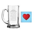 Engraved Beer Mug for Him - I Love You More Than Beer 580ml