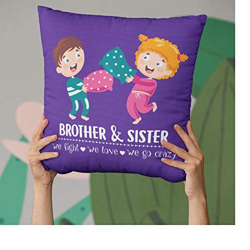 TheYayaCafe Brother Sister Fight Printed Cushion Cover 16x16 Inches (40x40 cm) for Raksha Bandhan, Birthday, Bhai Dooj, for Brother, Bhai, Bhaia from Sister, Didi