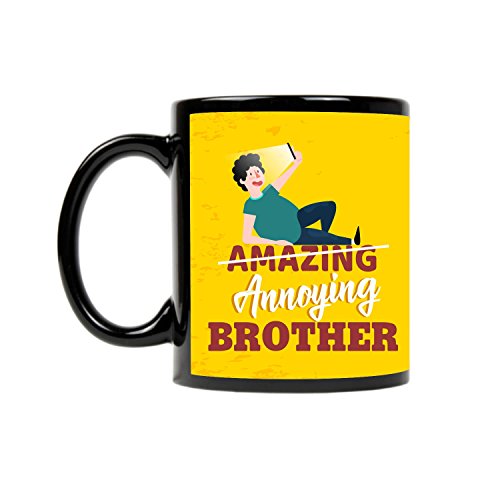 TheYayaCafe Annoying Brother Printed Ceramic Coffee Mug with Coaster Set 330ml (11 oz), Raksha Bandhan Bhaidooj Birthday Gift for Brother from Sister, Funny Sibling Present